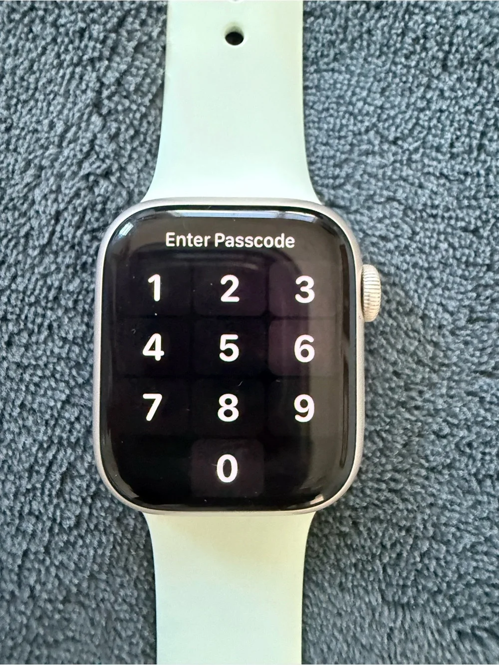 Apple Silver Smartwatch with Light Green Sport Band- Series 9